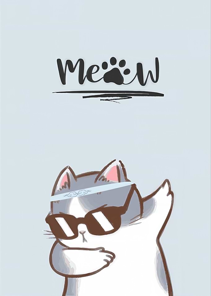 Cool Cat with Sunglasses and Headband