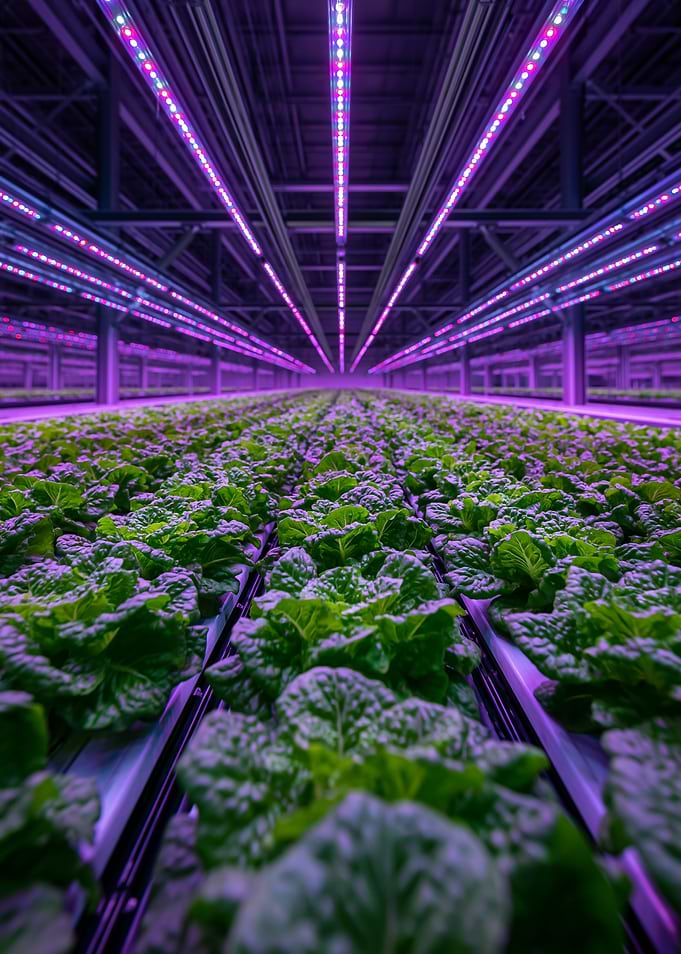 Indoor vertical farm with lettuce