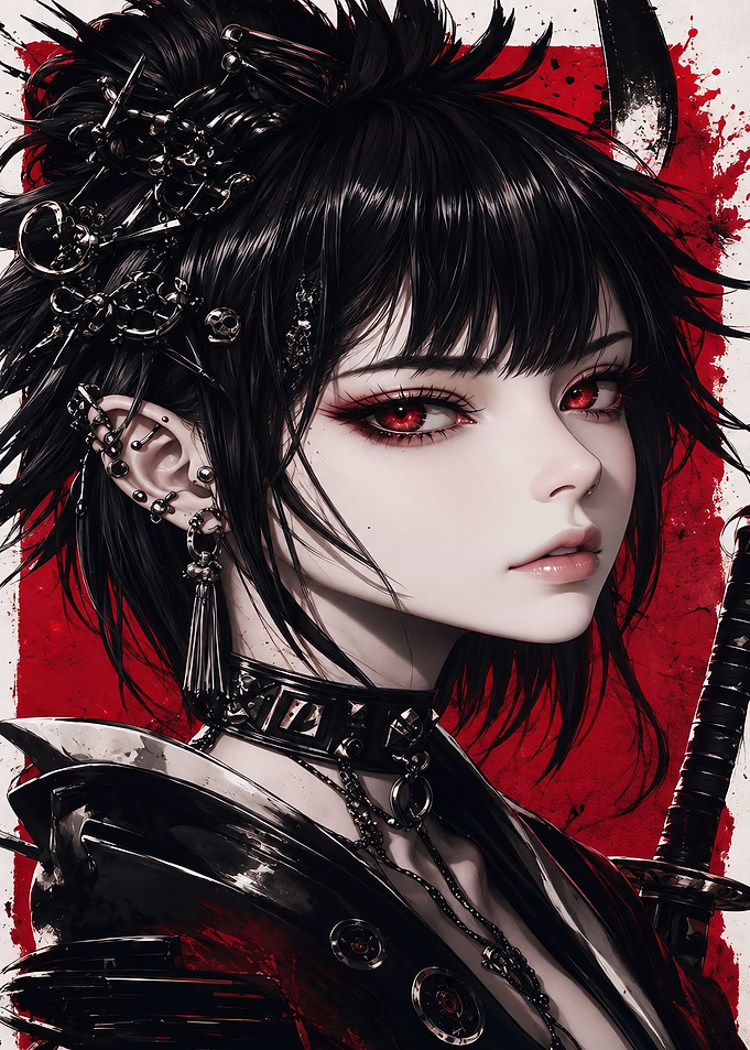 Gothic Anime Girl with Katana