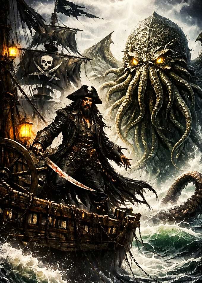 Pirate Captain vs Kraken