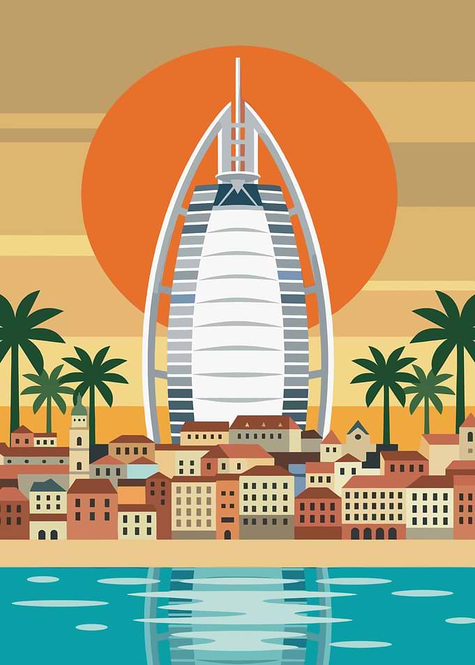 Dubai Skyline with Burj Al Arab