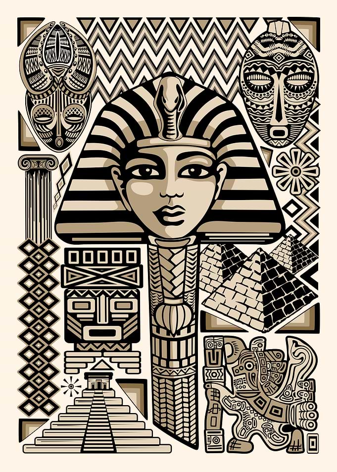 Ancient Egyptian and World Tribal Art Collage