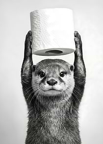 Otter holding toilet paper Bathroom