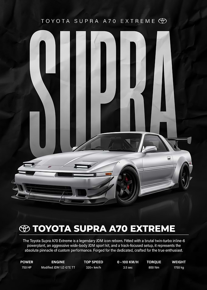 A striking Toyota Supra A70 Extreme Poster