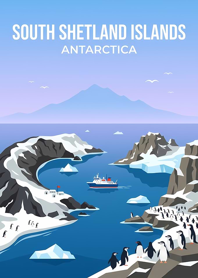 South Shetland Islands Antarctica Travel Poster