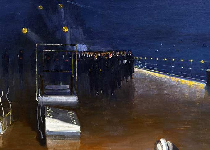 The Arrival of the German Delegates - 15th November 1918, Night by John Lavery WW1 Historical Painting