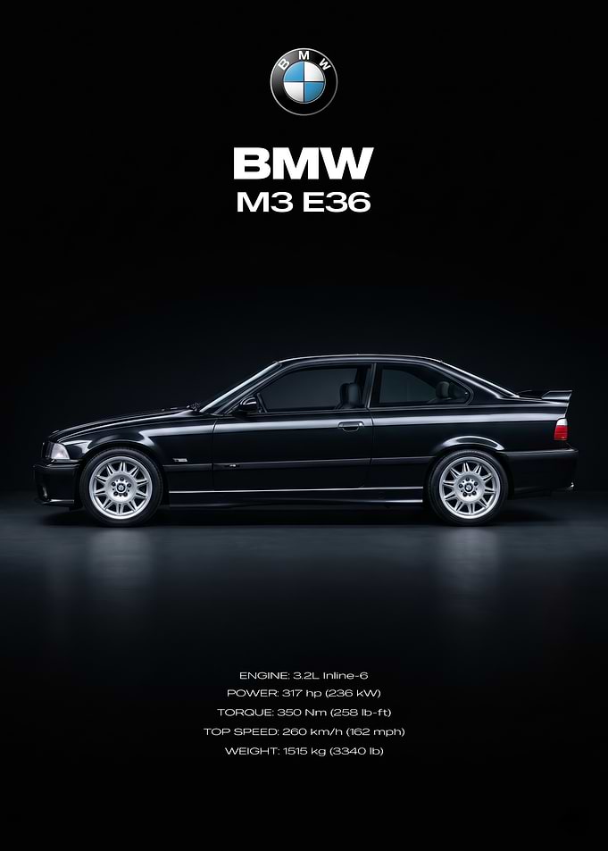BMW M3 E36 Poster