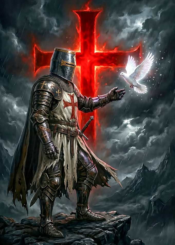 Knight with Dove and Fiery Cross
