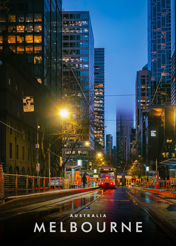 Melbourne City Tram at Dusk