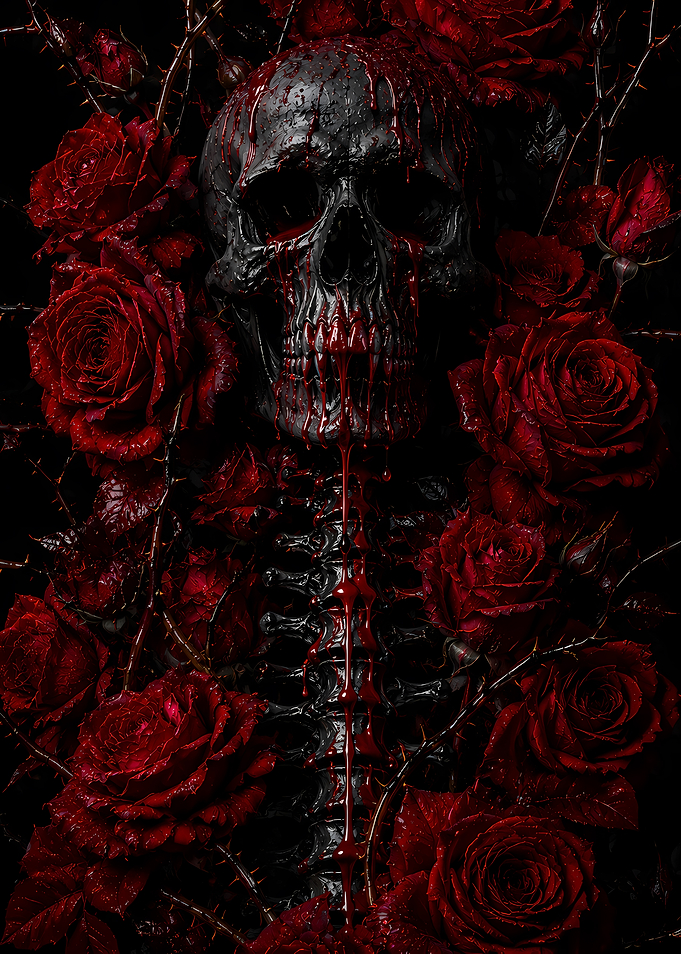 Gothic Skull and Roses