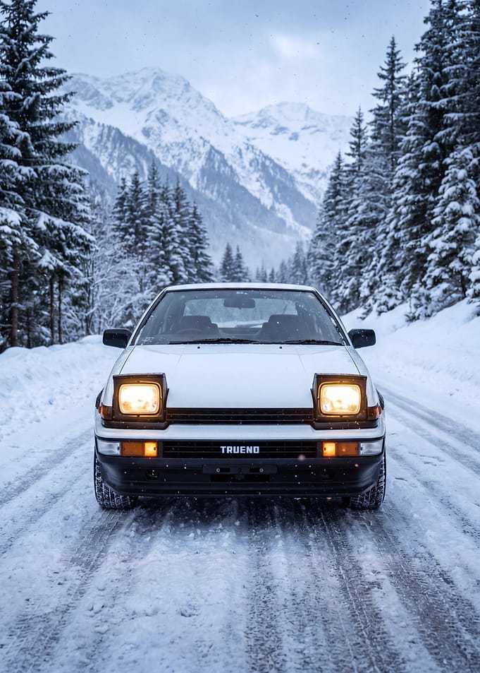 Toyota AE86 Sprinter Trueno in Snow