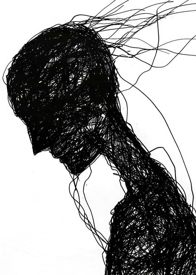 Abstract figure with scribbled lines