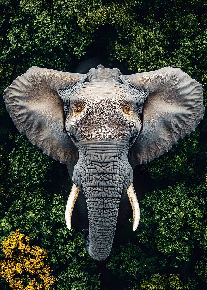 Aerial View of an Elephant in a Forest