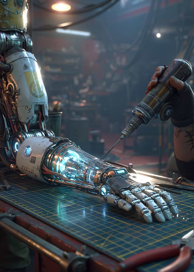 Cyberpunk Robot Arm Repair
