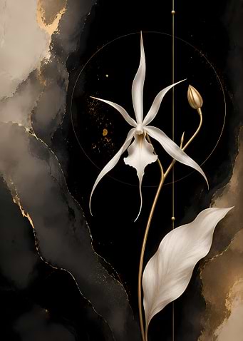 Elegant White Orchid with Gold Accents
