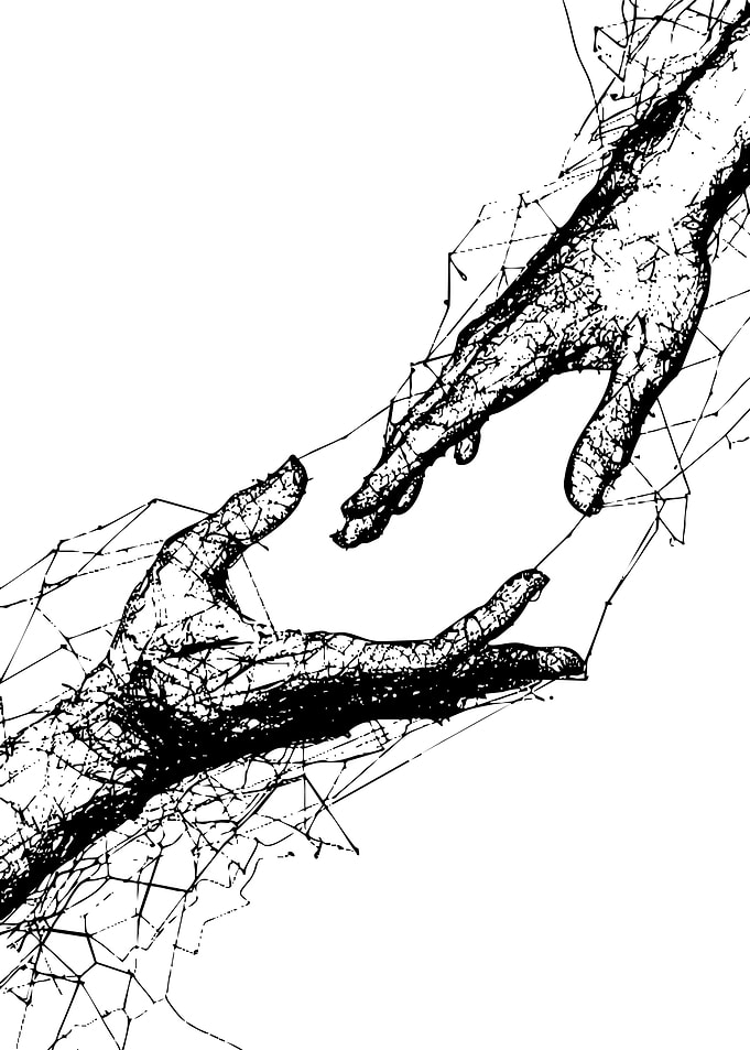 Reaching Hands Abstract Art