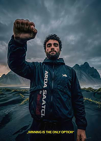 Man with fist raised in Iceland