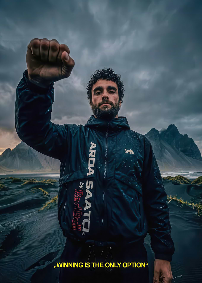Man with fist raised in Iceland