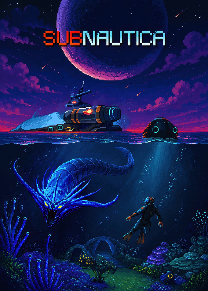 Subnautica Pixel Art Poster