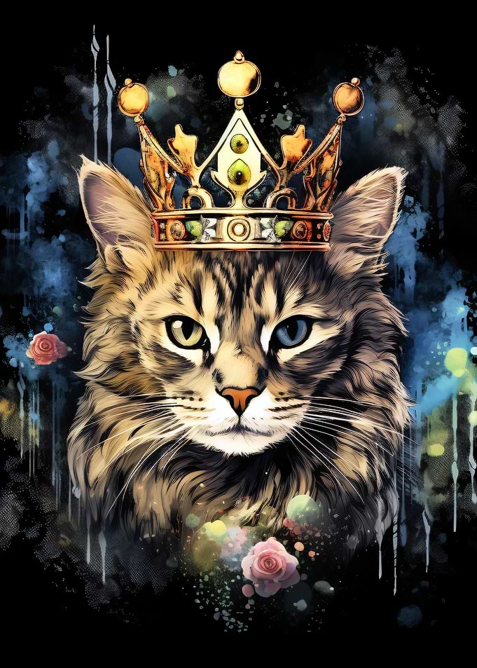 Majestic Cat King with Crown