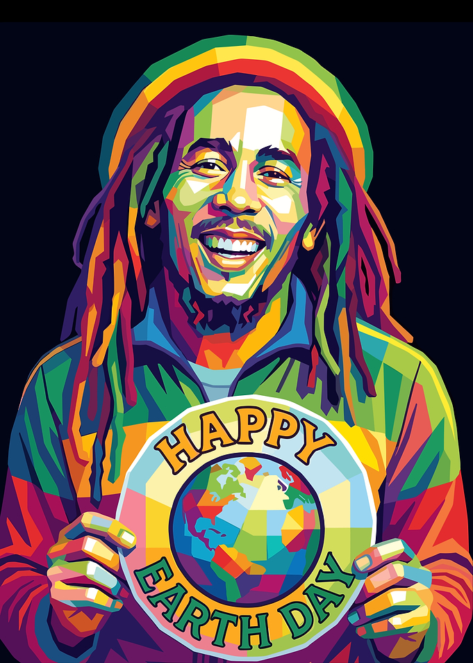 Bob Marley Happy Earth Day Pop Art Portrait