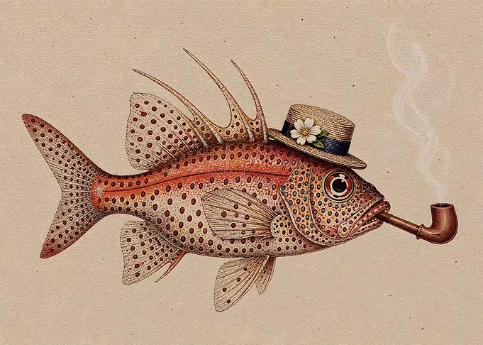 Fish Wearing Hat Smoking Pipe