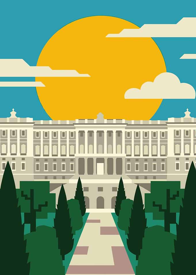 Palace with Sun and Clouds