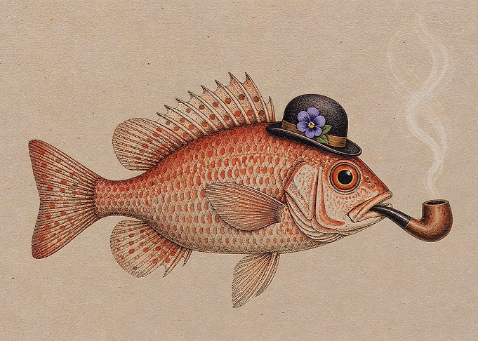 Fish Wearing Hat Smoking Pipe