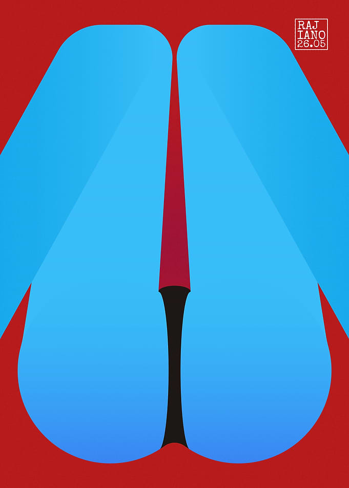 Geometric Blue and Red Minimalist Fine Art Form Poster