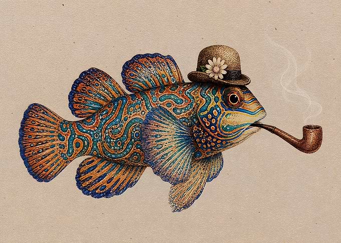 Dapper Fish Smoking a Pipe