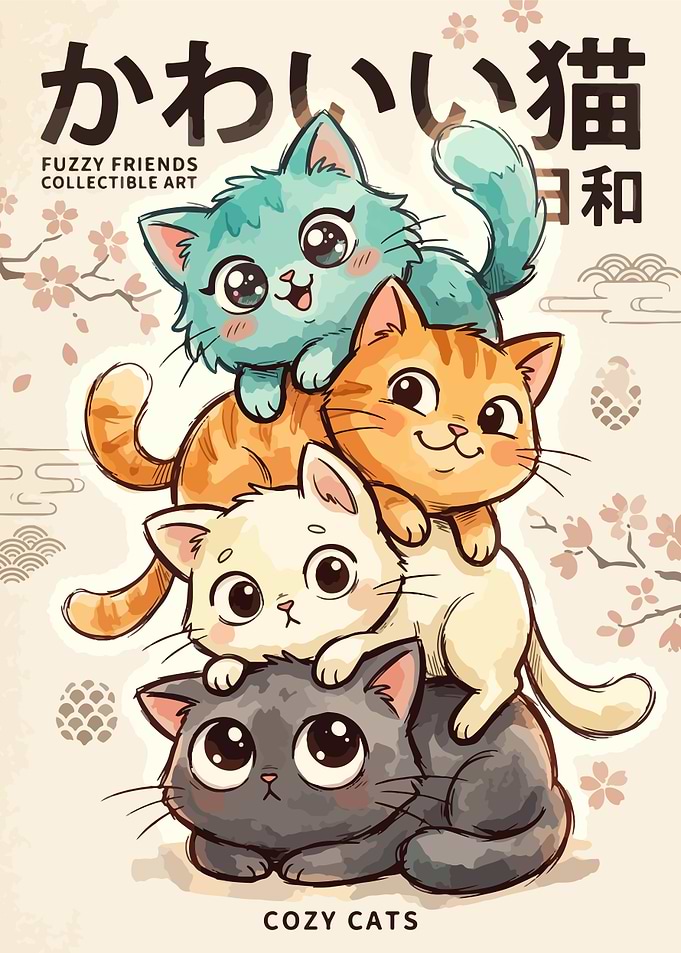 Stack of Cute Cats