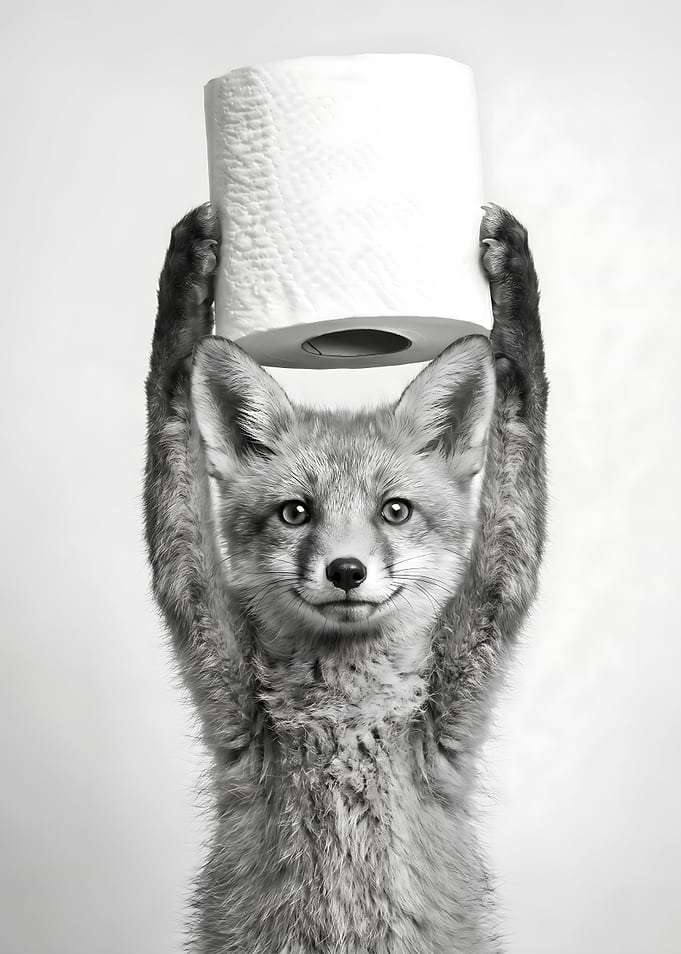 Fox holding toilet paper Bathroom