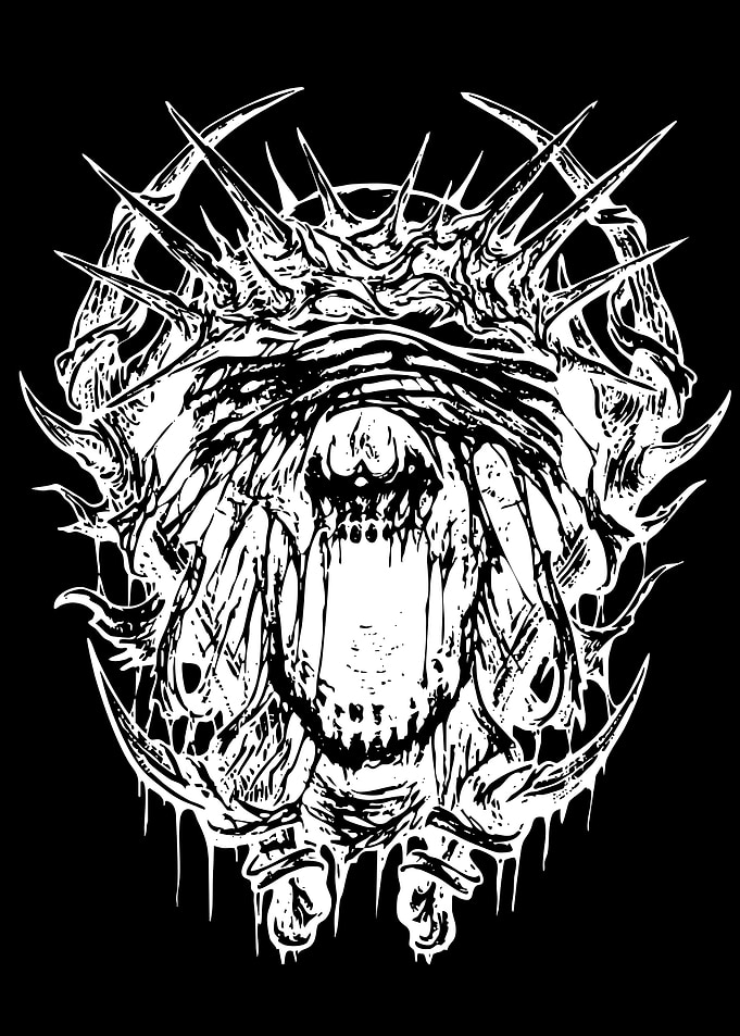 Horror Monster with Spikes and Sharp Teeth