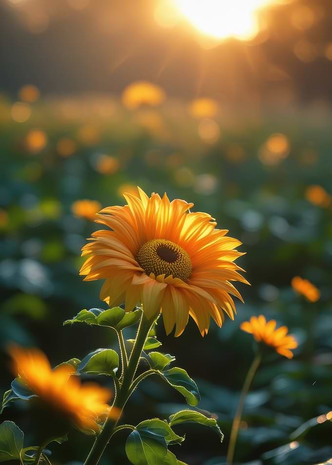 Sunflower Field at Sunset
