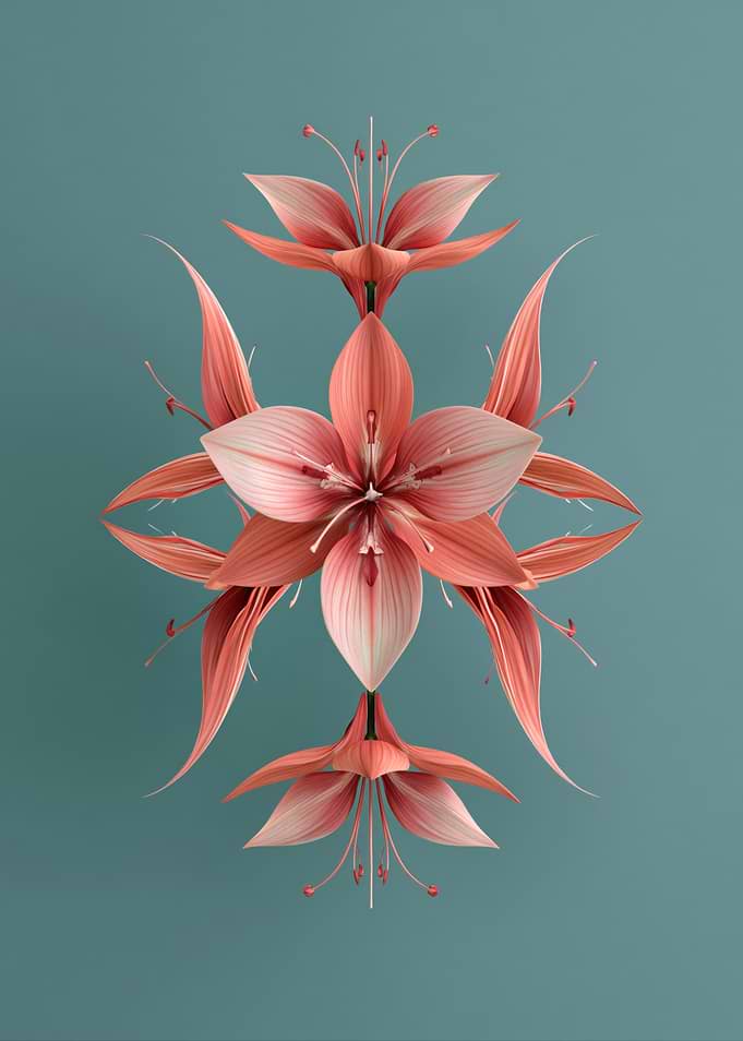 Symmetrical Coral Amaryllis Flower Design