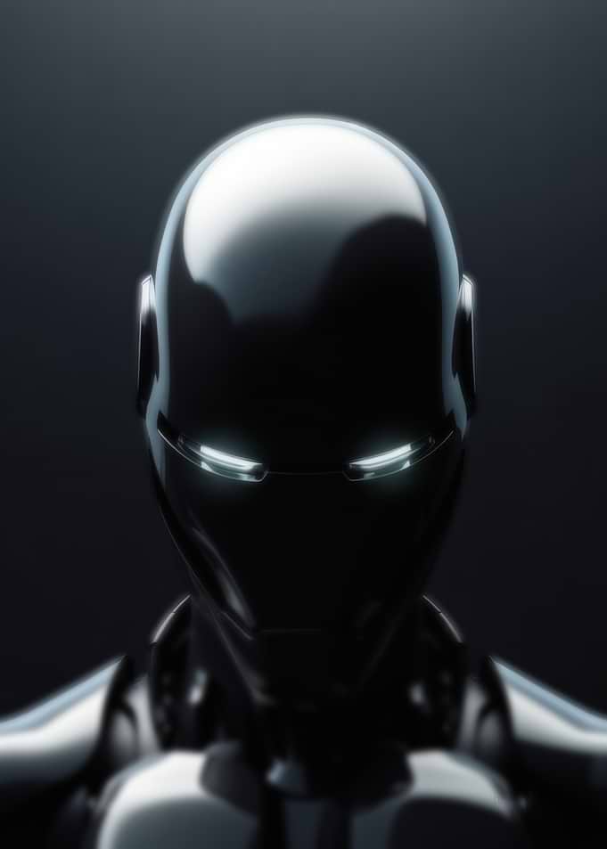 Sleek Black Robot with Glowing Eyes