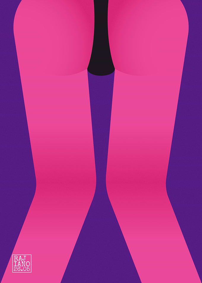 Minimalist Pink and Purple Pop Art Sensual Anatomy Poster