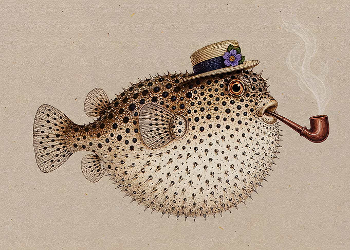 Pufferfish Smoking a Pipe