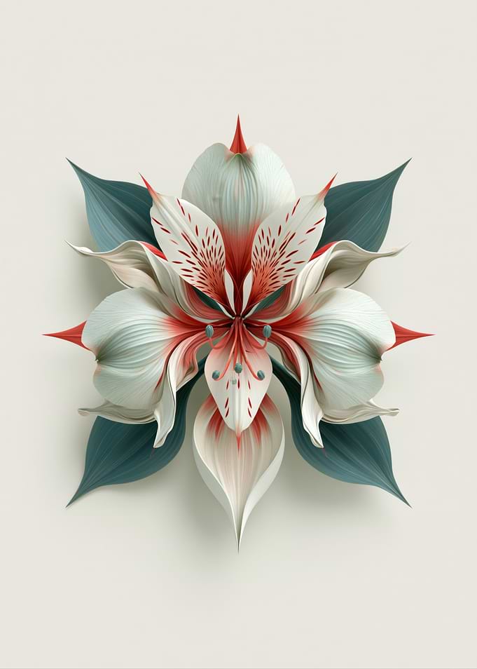 Intricate White and Red Flower