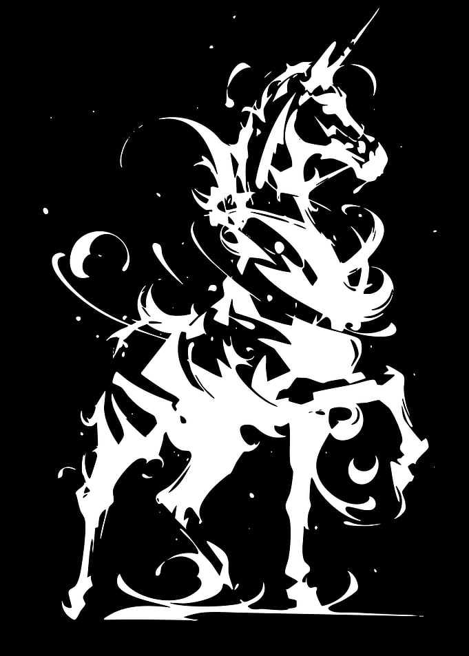 Abstract White Unicorn Silhouette