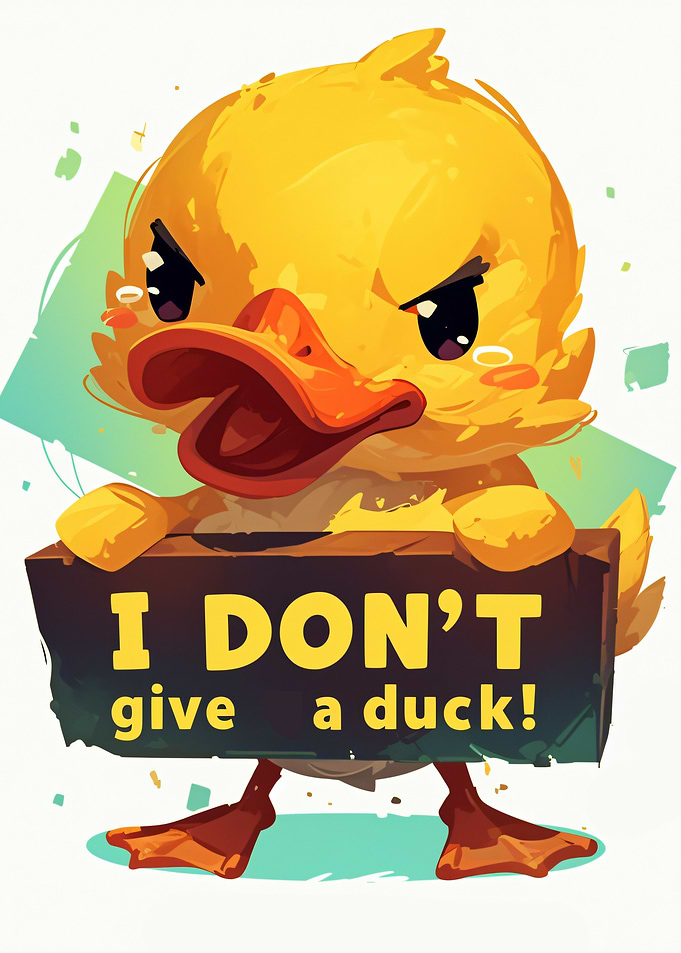 Angry Duck Holding 'I Don't Give a Duck' Sign