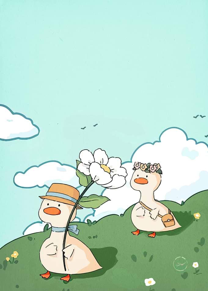 Cute Ducks in a Sunny Meadow