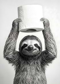 Sloth Holding Toilet Paper Bathroom