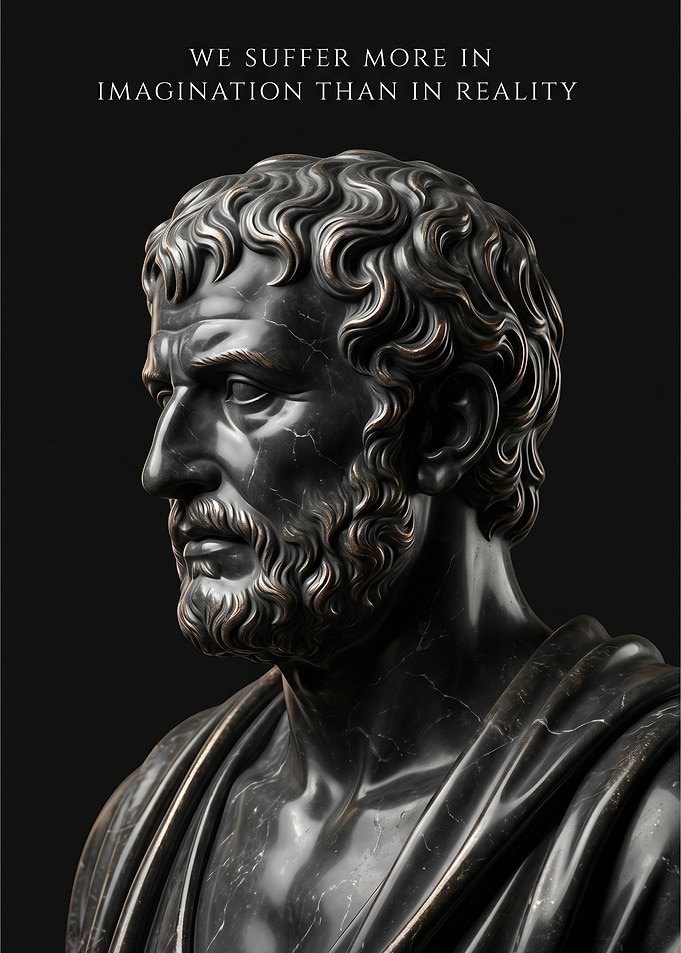 Bust of Seneca with quote