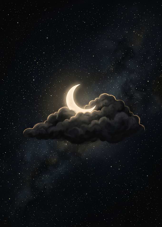 Crescent Moon Behind a Cloud