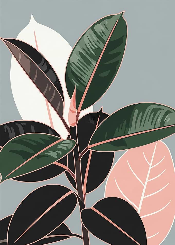 Stylized Rubber Plant Leaves
