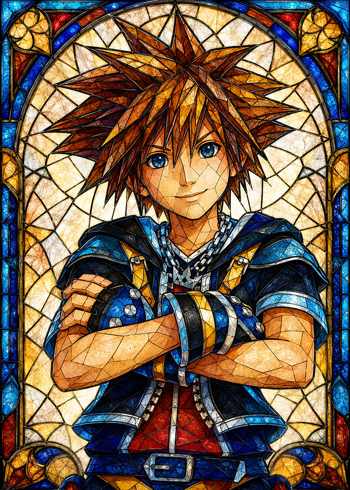 Sora Kingdom Hearts Stained Glass Art