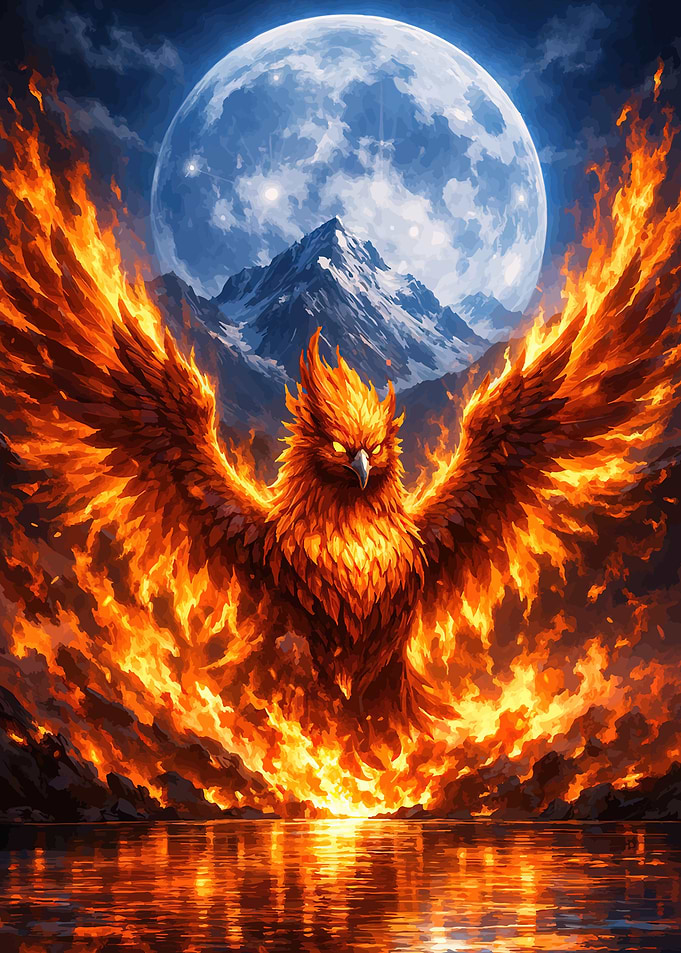 Phoenix Rising from Flames