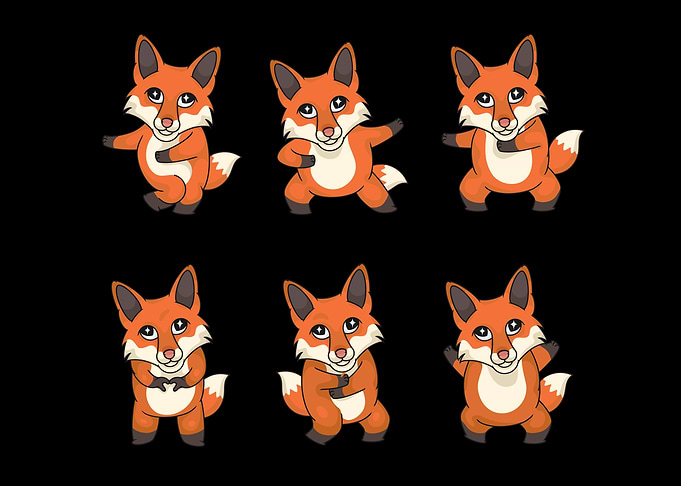 Six Cute Foxes Dancing