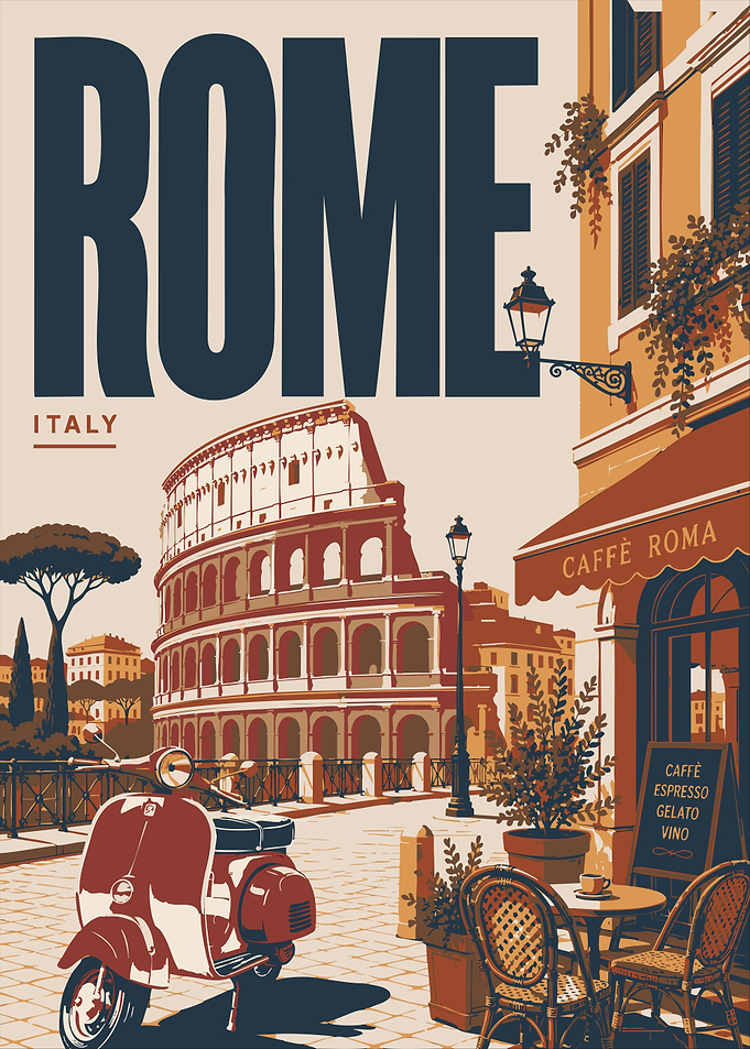 Rome Italy Travel Poster – Vintage European City Wall Art